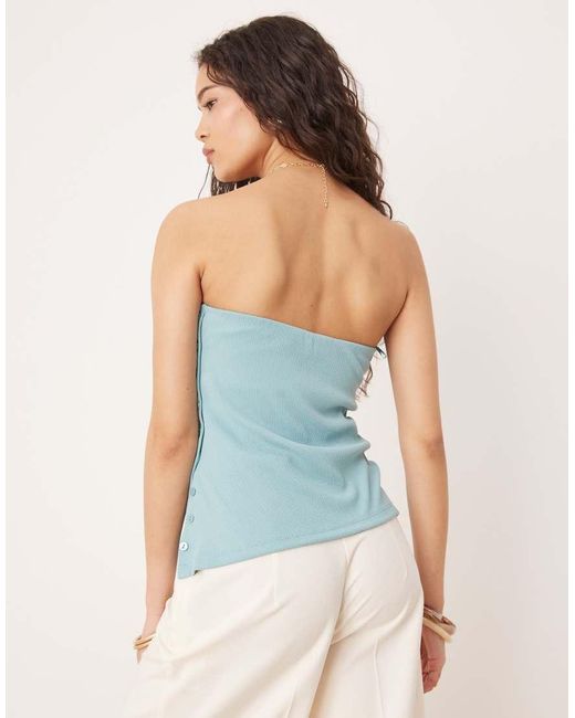 Abercrombie & Fitch Blue Button Detail Tube Top