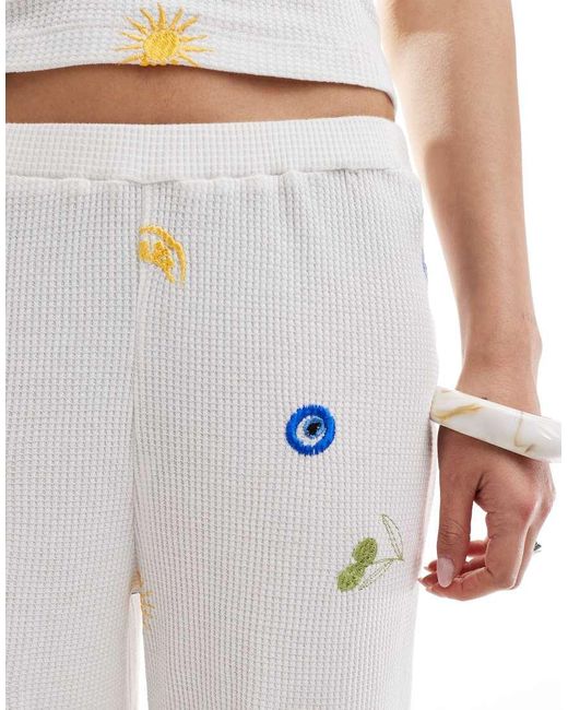 ASOS White Straight Leg Trouser Co-ord With Holiday Embroidered