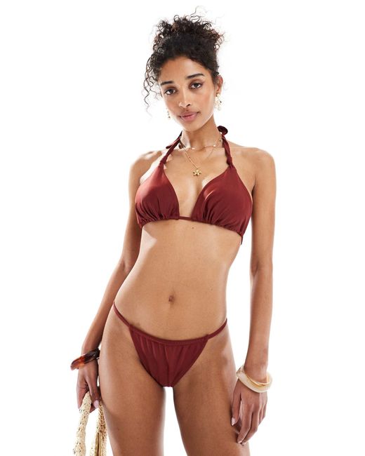Miss Selfridge Red Mix And Match Thin Strap Side Bikini Bottom