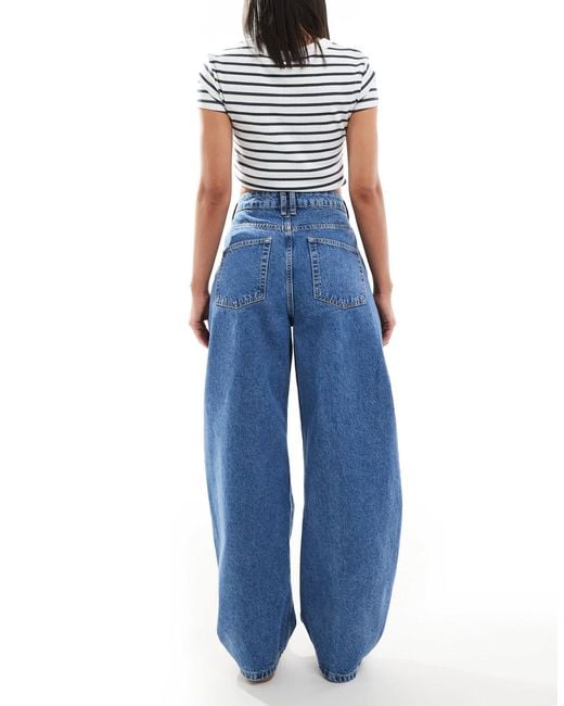 ASOS Blue Extreme Barrel Jean With Button Placket Detail