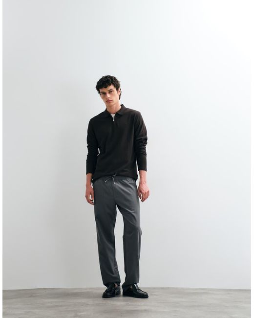 Jack & Jones Gray Straight Fit Drawstring Trousers for men
