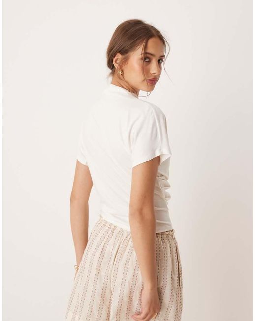 ASOS White Twist Shoulder Drapey Top