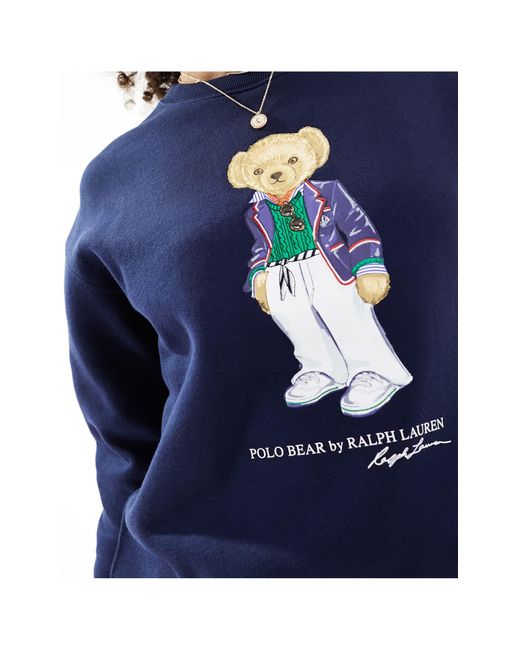 Felpa con logo dell'orso di Polo Ralph Lauren in Blue