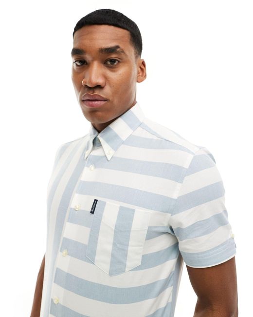 Ben Sherman – kurzärmliges, helles hemd im patchwork-design in White für Herren