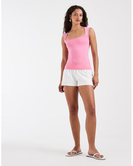 JJXX Pink Soft Square Neck Top