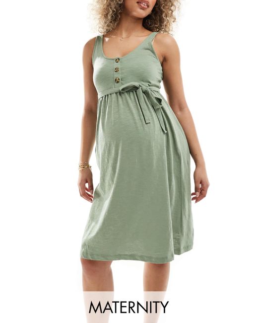Mama.licious Green Mamalicious Maternity 2 Function Nursing Button Through Mini Sundress