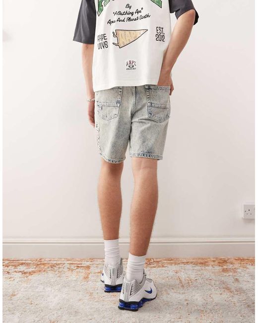 Aape By A Bathing Ape Pink Aape By A Bathing Ape Logo Denim Shorts for men