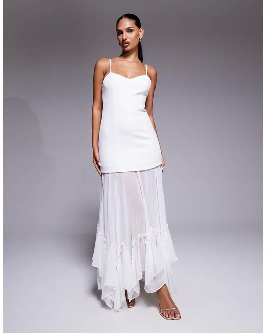 Forever New Purple Bridal Cami Sheer Hanky Hem Maxi Dress