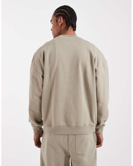 Only & Sons Natural Premium 400gsm Heavyweight Oversized Fit Crew Neck Sweatshirt Co-ord for men