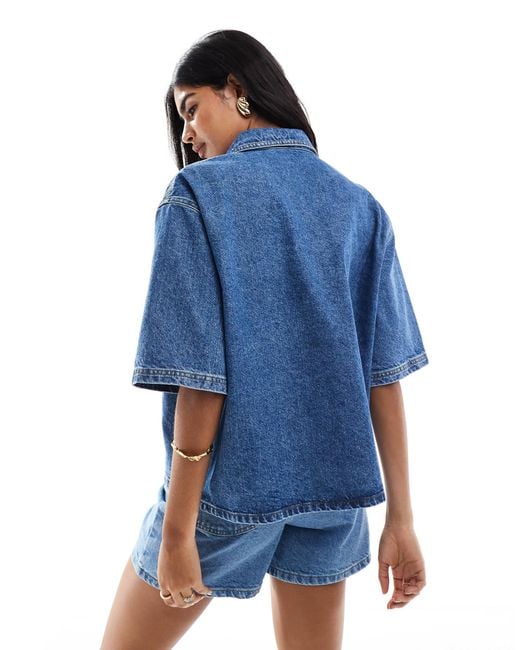 Miss Selfridge Blue Denim Boxy Shirt