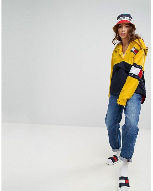Tommy Hilfiger Denim Tommy Jeans 90s Capsule Colourblock Windbreaker Jacket  in Yellow | Lyst