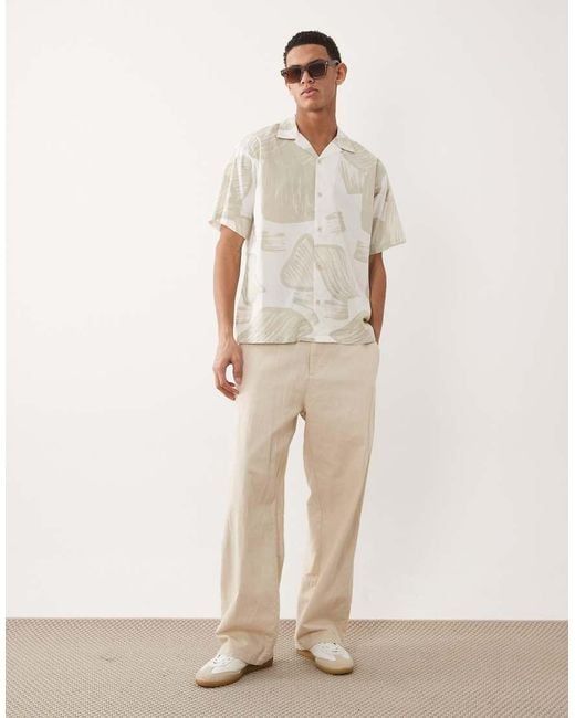 Jack & Jones Natural Premium Short Sleeve Shirt With Plant Print for men