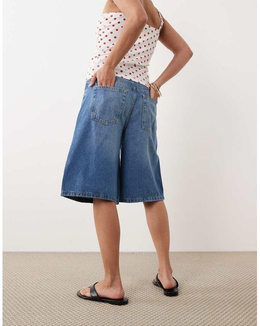 Nobody's Child Petite Blue Sutton Denim Drawstring Jorts