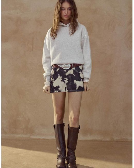 Pull&Bear Natural Studded Hoodie