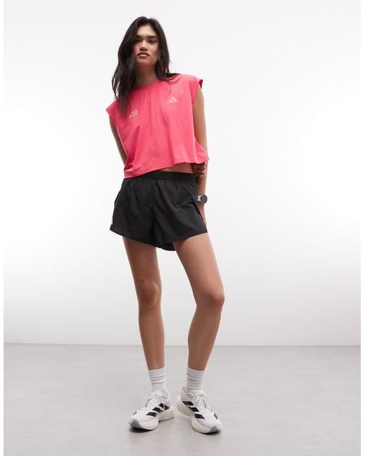 Adidas Originals Pink Adidas Running Ar Cropped T-shirt With Backprint