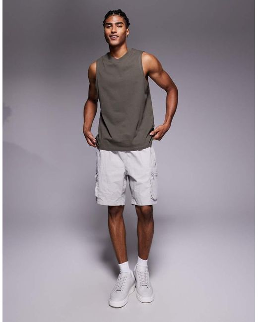 River Island Gray Cargo Shorts for men