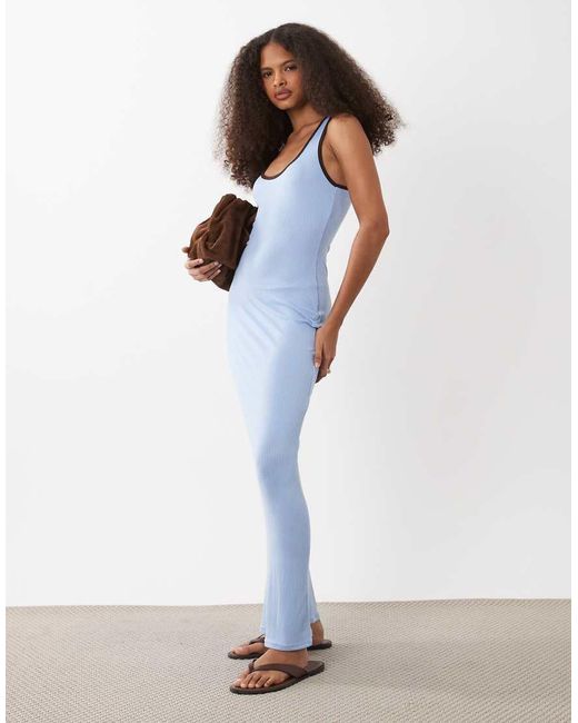 ASOS Blue Halter Neck Bodycon Midi Dress