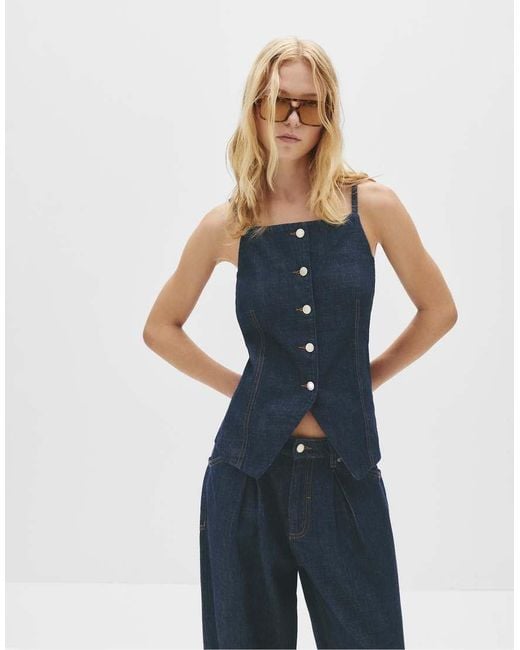 Pull&Bear Blue Denim Vest