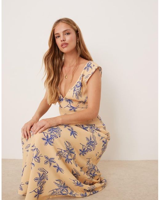 Vrg Grl Natural Sunlit Isles Bias Cut Maxi Dress