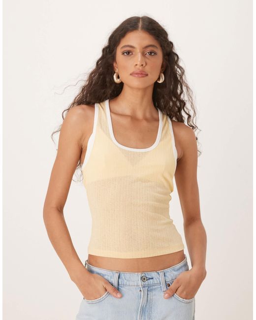 ASOS Yellow Dry Handle Rib Vest With Contrast Binding