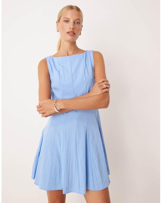 Vestido Corto Estructurado De Corte Evasé De Mango de color Blue