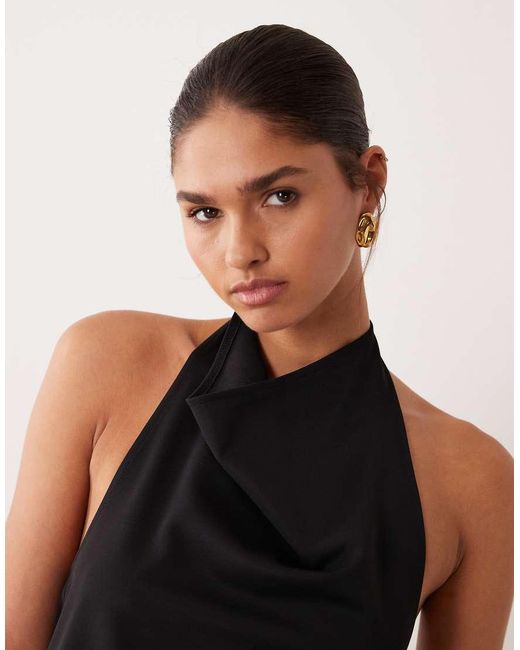 ASOS Black Co-ord Slinky Twill Cowl Neck Top
