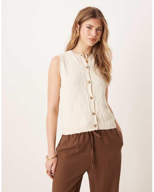ASOS Natural Slub Knit Button Down Tank