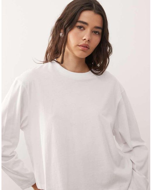Collusion White Boxy Long Sleeve T-Shirt