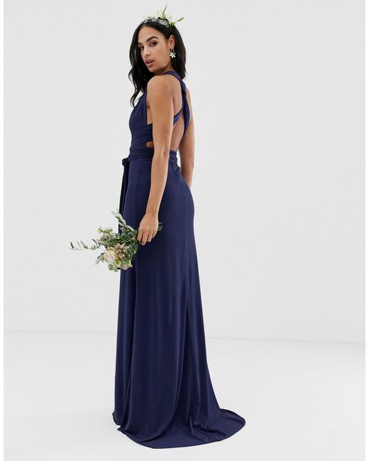 TFNC London Synthetic Bridesmaid Exclusive Multiway Maxi Dress in Navy  (Blue) - Lyst