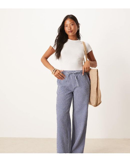 JDY Petite Blue Seersucker Wide Leg Trousers