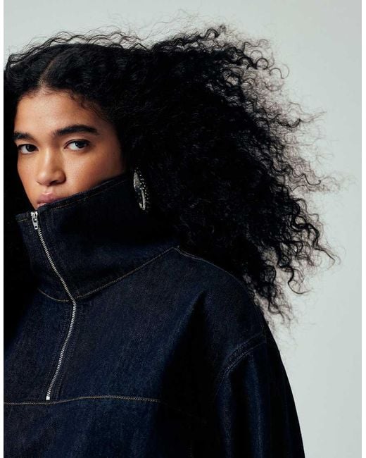 ASOS Blue Denim Oversized Funnel Jacket
