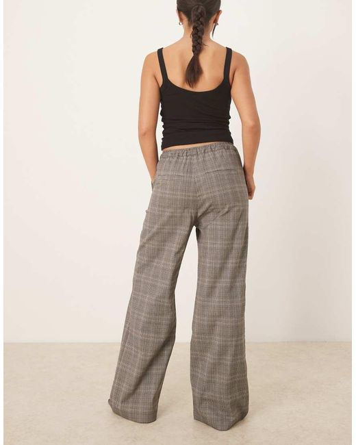 Threadbare Natural Straight Leg Plaid Pants