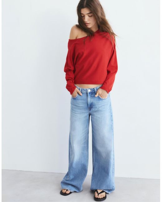 Pull asymétrique Pull&Bear en coloris Red