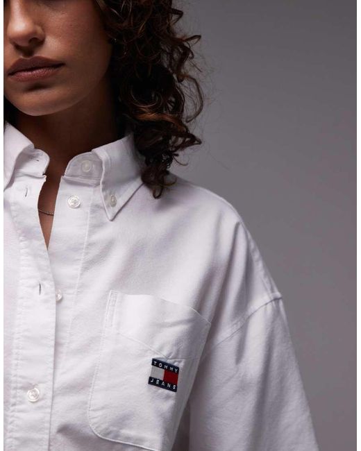 Tommy Hilfiger Oxford Overhemd Met Logopatch in het Gray