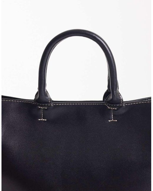 ASOS Gray Tote Bag With Double Handle And Contrast Stitch