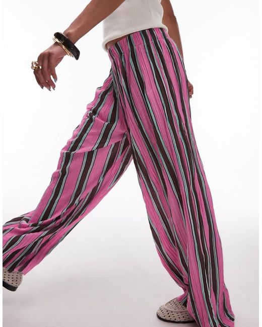 Pantaloni A Righe A Fondo Ampio di TOPSHOP in Purple