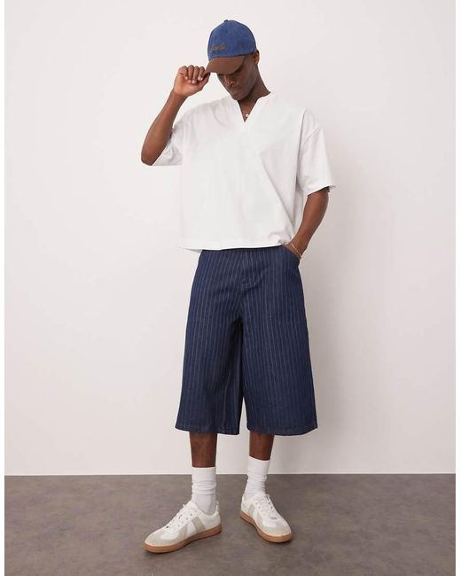 Camiseta Blanca Extragrande Con Muesca En El Cuello De Tejido Grueso De ASOS de hombre de color White