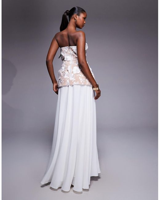 jarlo floral maxi dress WHITE Jarlo Londons Willow 3D Lace Midi dress is a sheer strapless design featuring a nude mini lining and padded cups Black Floral Jarlo Floral Maxi