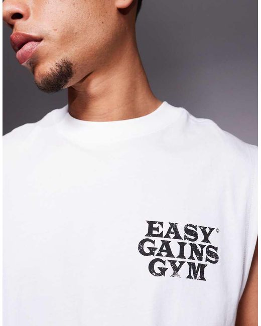 4505 Gray Cotton Oversized Pump Training Tank Top With Chest Graphic And Quick Dry Finish for men