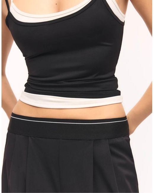 Stradivarius Black Palazzo jogger Trousers With Elastic Waistband