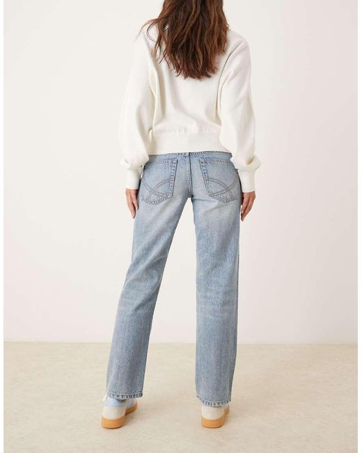 Gina Tricot Blue Low Waist Straight Leg Jeans
