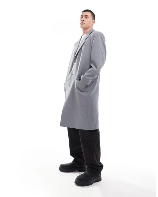 ASOS Gray Smart Oversized Dad Coat for men