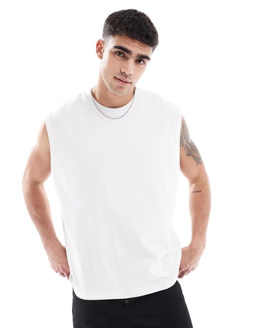 ASOS White Heavyweight Oversized Tank for men
