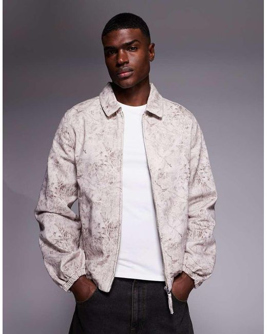 ASOS Natural Regular Bomber W/ All Over Print Co for men