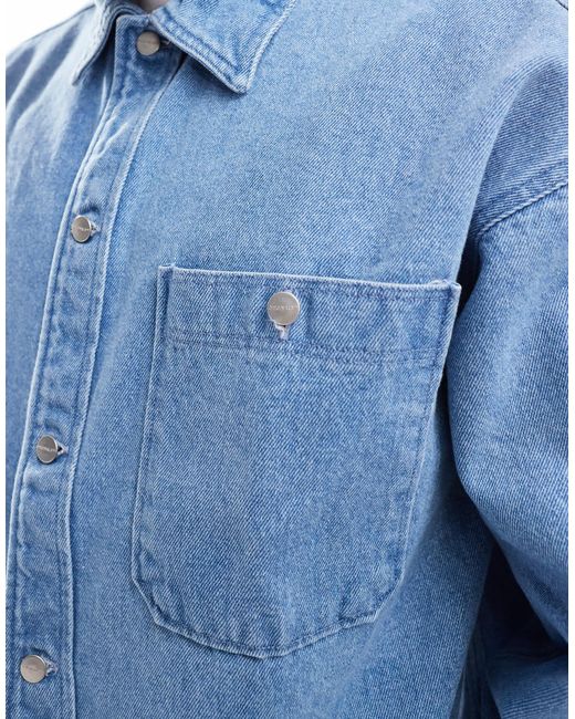 Jack & Jones Blue Oversized Heavy Denim Overshirt for men