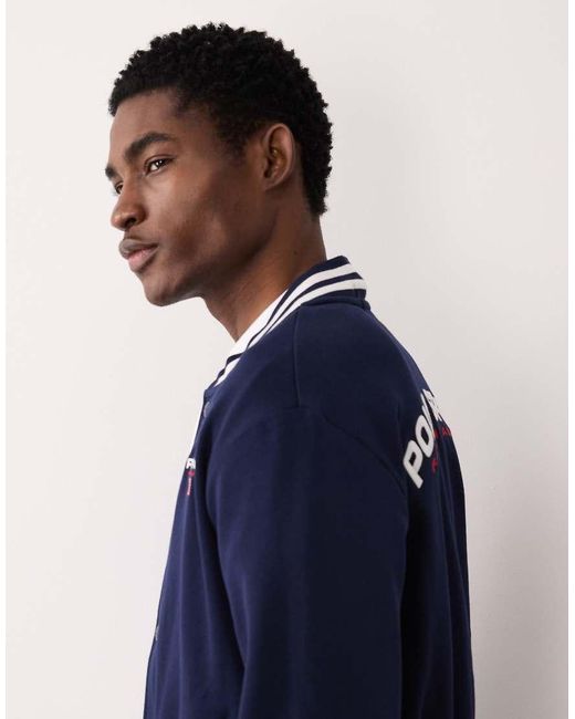 Polo Ralph Lauren Blue Sport Back Print Baseball Jacket for men