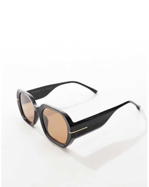 Gafas De Sol Grandes Negras Con Montura Redondeada Y Lentes Marrones De A.J. Morgan de color Black