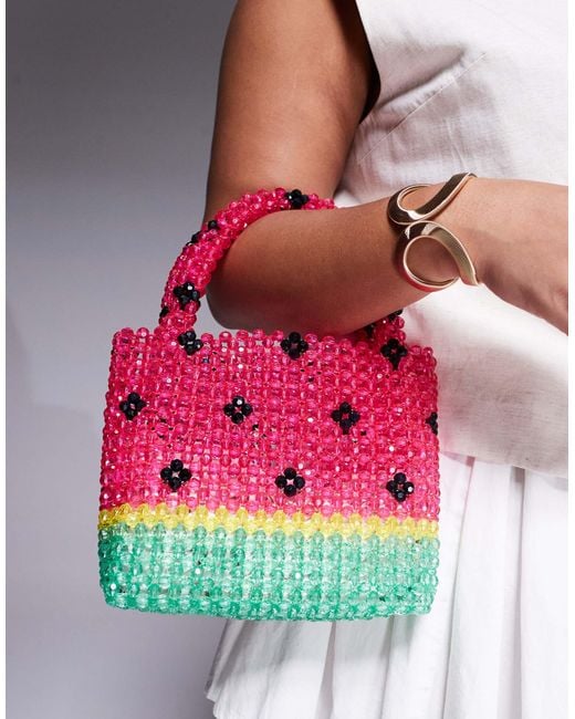 River Island Red Watermelon Beaded Grab Bag