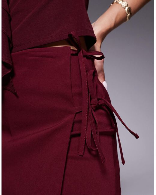ASOS Red Bengaline Tie Side Skort