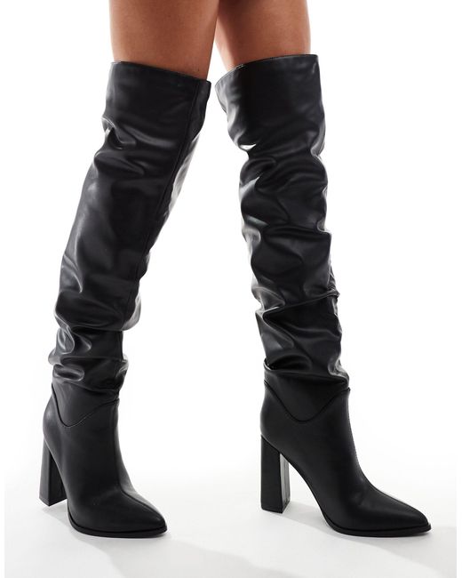 SIMMI Black Simmi London Wide Fit Jacques Rouched Knee Boot